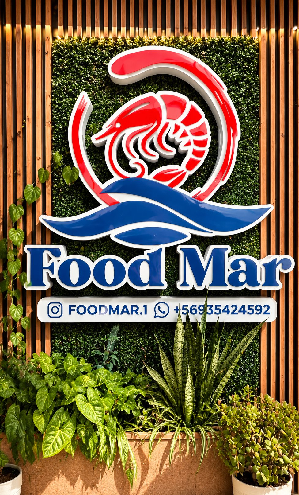 Logo FOOD MAR en el local, Alto Hospicio